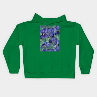 Purple irises pattern after Vincent van Gogh Kids Hoodie